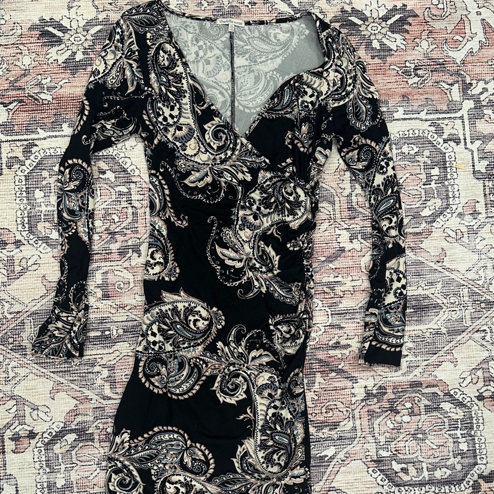 Flattering Black Paisley Dress